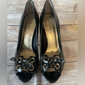 Guess black leather high heels